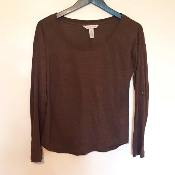 Banana Republic heritage linen brown long sleeve tee size S - Picture 1 of 5